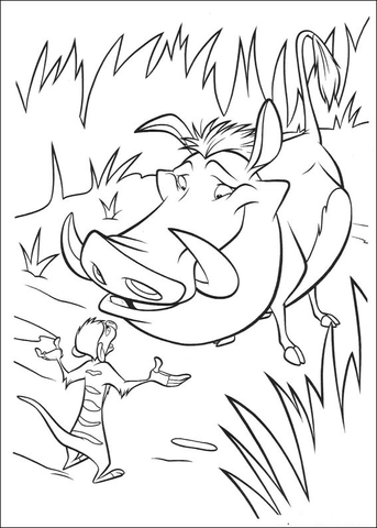 Timon And Pumbaa Are Talking Coloring Page